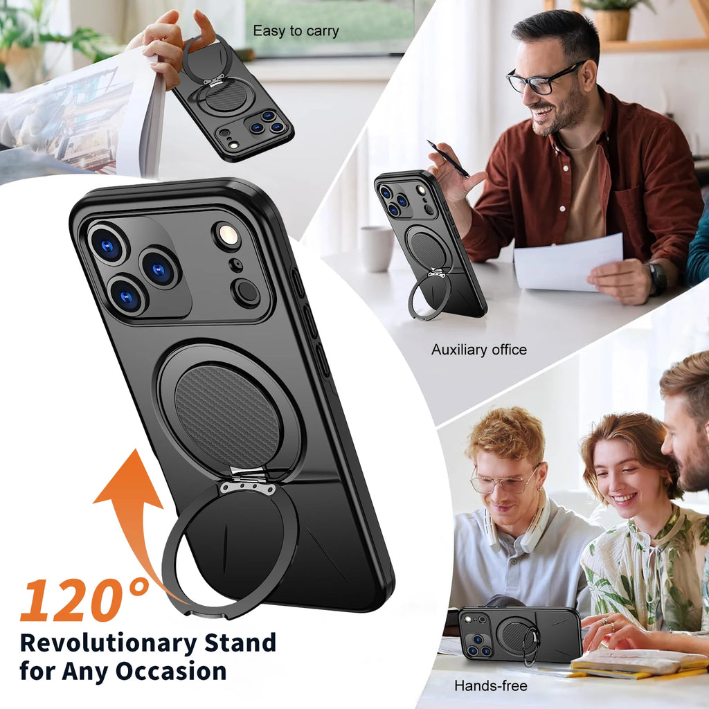 360° Magnetic Rotate Bracket Phone Case for IPhone 17 Air 11 12 13 14 15 16 17 Pro Max for Magsafe Shockproof Stand Holder Cover