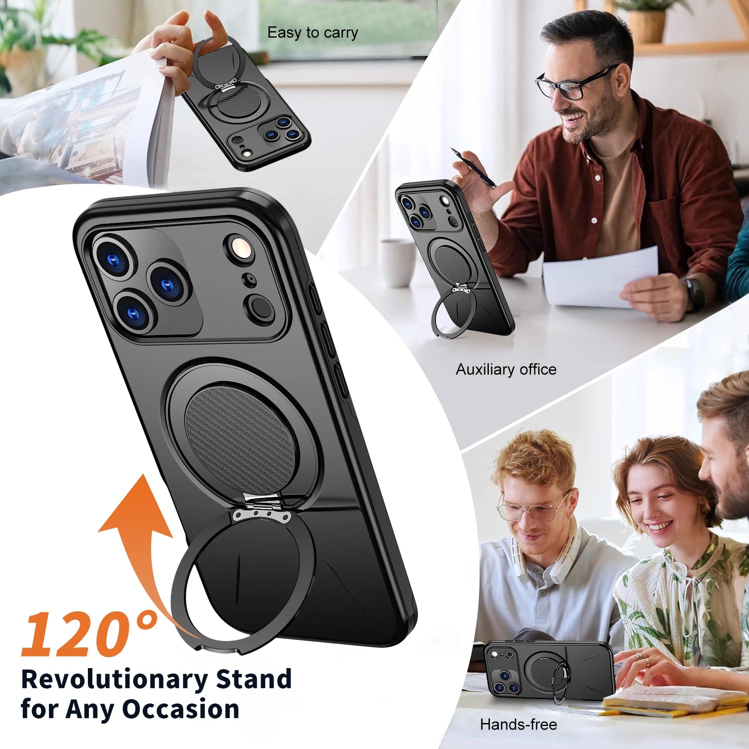 360° Magnetic Rotate Bracket Phone Case for IPhone 17 Air 11 12 13 14 15 16 17 Pro Max for Magsafe Shockproof Stand Holder Cover