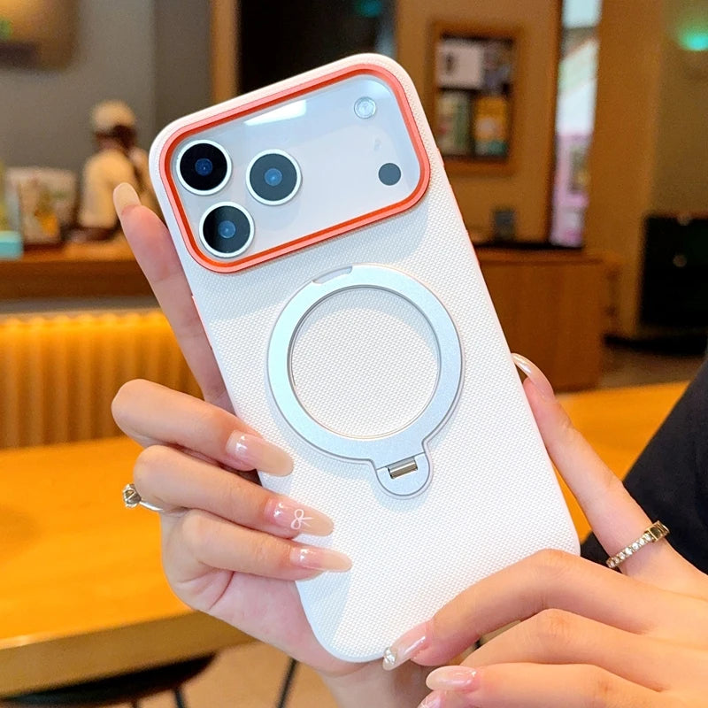 funda For iPhone Air Case ELVEV Magnetic Luxury PU Leather Anti-fall with Rotatable Ring Stand Cover for iphone17 pro max ケース