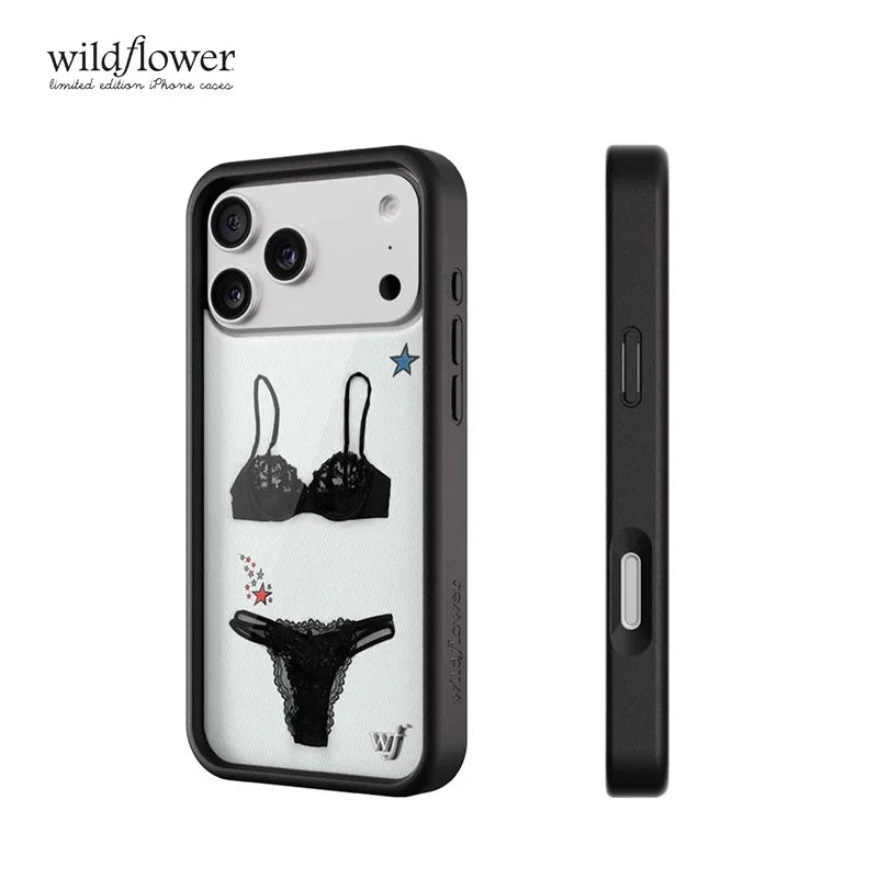 Wildflower ins Gabbriette Phone Case for iPhone 17 16 15 14 13 12 Pro Max WF Star Fashion Black Pattern shockproof Back Cover