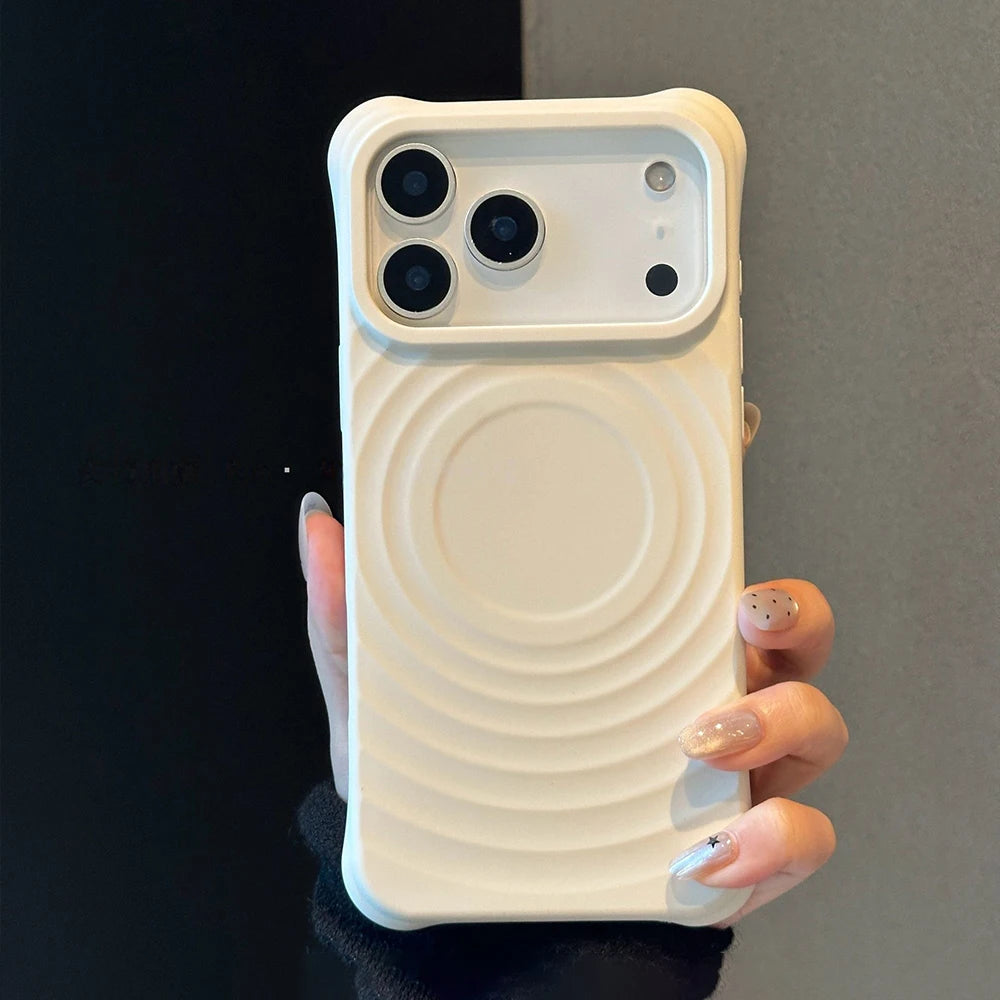 Luxury Ripple Silicone For Magsafe Magnetic Case For iPhone 17 Air 16 15 14 13 Pro Max Plus Wireless Charging Shockproof Cover