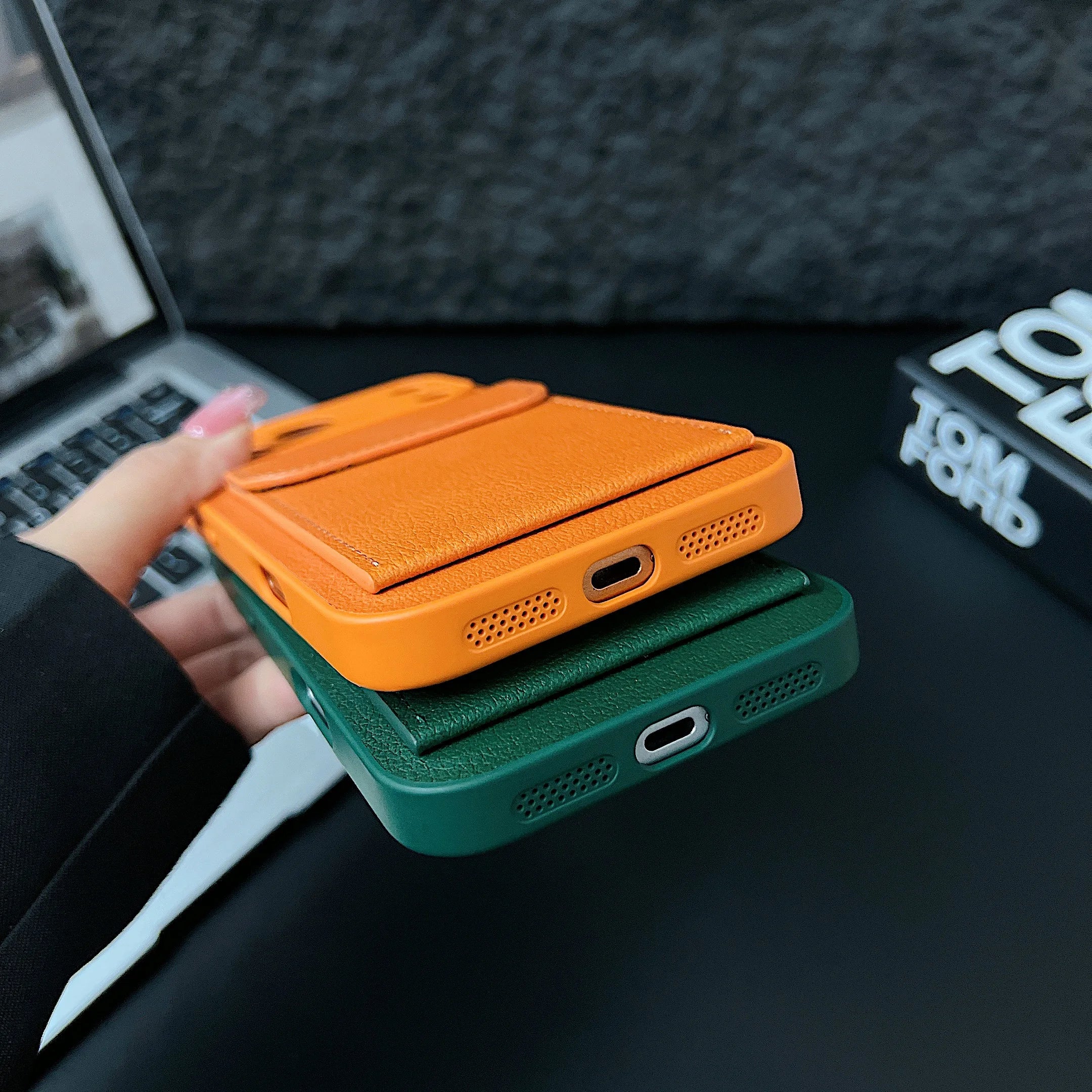 luxury Leather Card Holder Wallet Case For iPhone 11 12 13 mini 14 15 16 E 17 Pro Max 8 7 Plus X Camera Lens Protection Cover