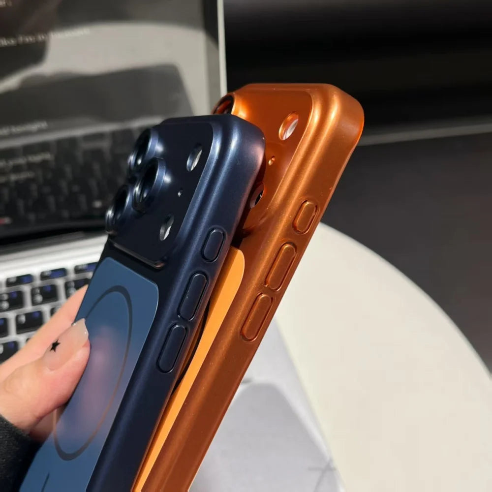 Instantly Become 17 Slim Metallic Paint Plastic Magnetic Case For iPhone 17 Air 16 15 14 13 Pro Max For Magsafe Shockproof Cover