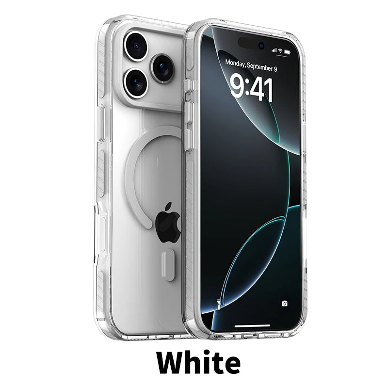 Luxury PE Striped Border For Magsafe Magnetic Wireless Charge Phone Case For iPhone 17 Air 16 E 15 14 13 12 Pro Max Clear Cover