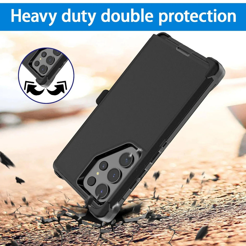 3 IN 1 For Samsung Galaxy S25 S26 ULTRA S25 S26 Plus S25 Heavy Duty Shockproof Armor +Belt CliP Phone Case