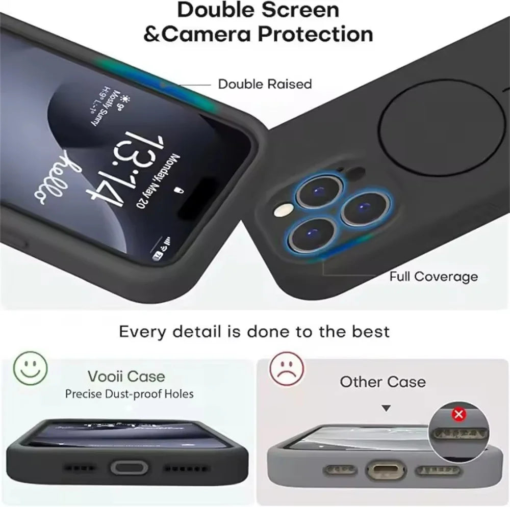 Original Liquid Silicone For Magsafe Cover For iPhone 16 16E 15 14 13 12 11 Pro Max Plus Magnetic Fluorescent Matte Phone Case