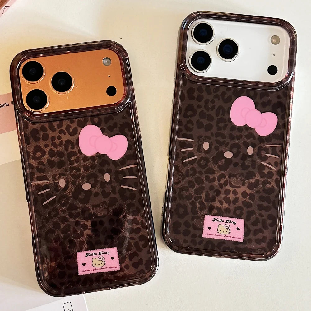 All Inclusive Leopard Print KT Emoji Case Phone Case For iPhone 17 16 15 14 Pro Max Case Cute Luxury Cartoon shockproof Cover