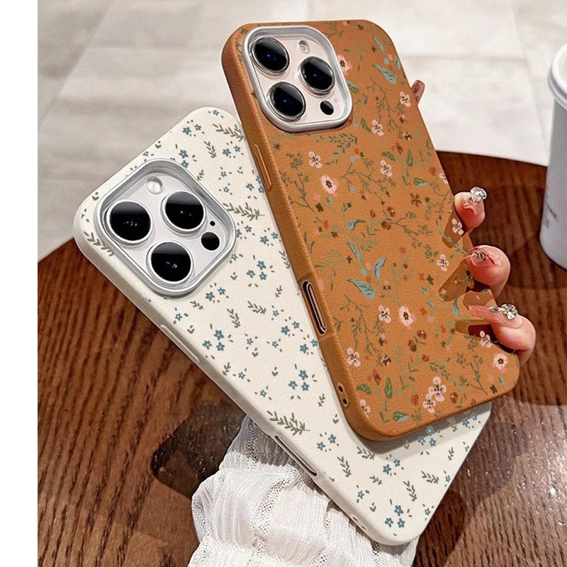 Small Flower Lichee Pattern Phone Case For iPhone 17 16 Pro Max 15 14 13 12 11 XS X XR 7 8 Plus SE2 16E Shockproof Bumper Cover
