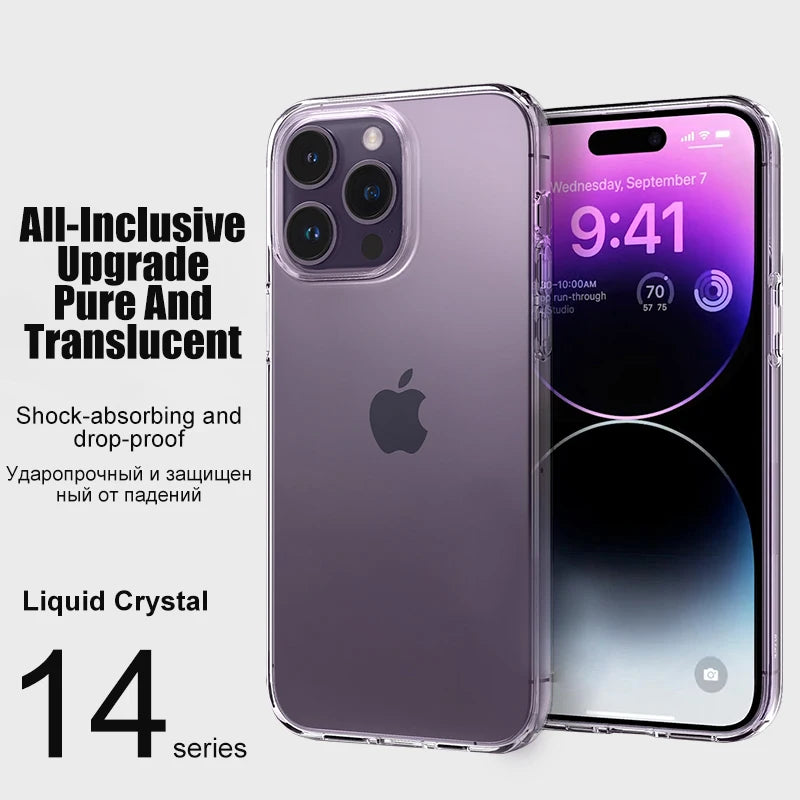 Luxury Clear Phone Case For iPhone 16 15 14 13 12 11 Pro Max XR X XS 7 8 Plus Shockproof Transparent Bumper Back Cover