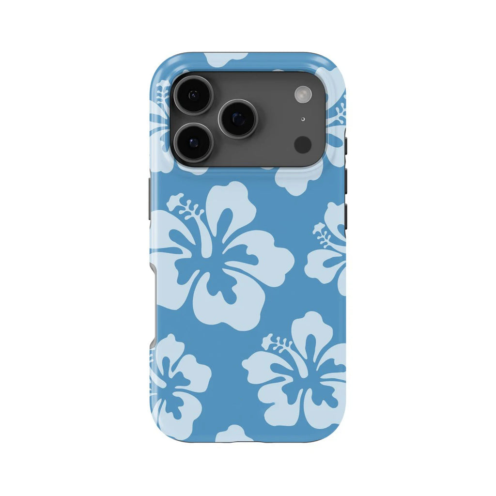 Luxury Clmj Blue Hibiscus Phone Case for iPhone 17 16e 16 15 14 13 12 11 X XS XR XSMAX Air Pro Max Plus Double-layer Back Cover