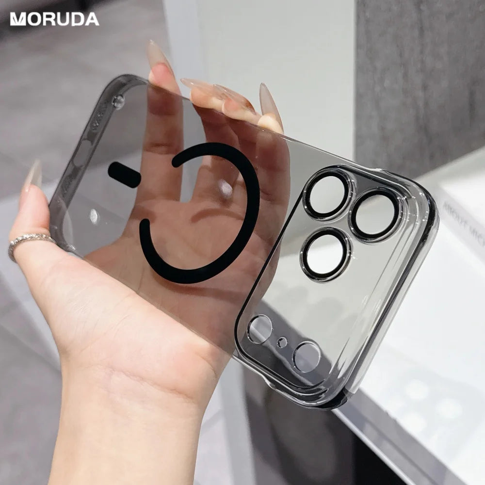Luxury for Magsafe Clear Frameless Slim Case for iPhone 16 17 Pro Max Air 14 15 Plus 11 12 13 Magnetic Wireless Charging Cover