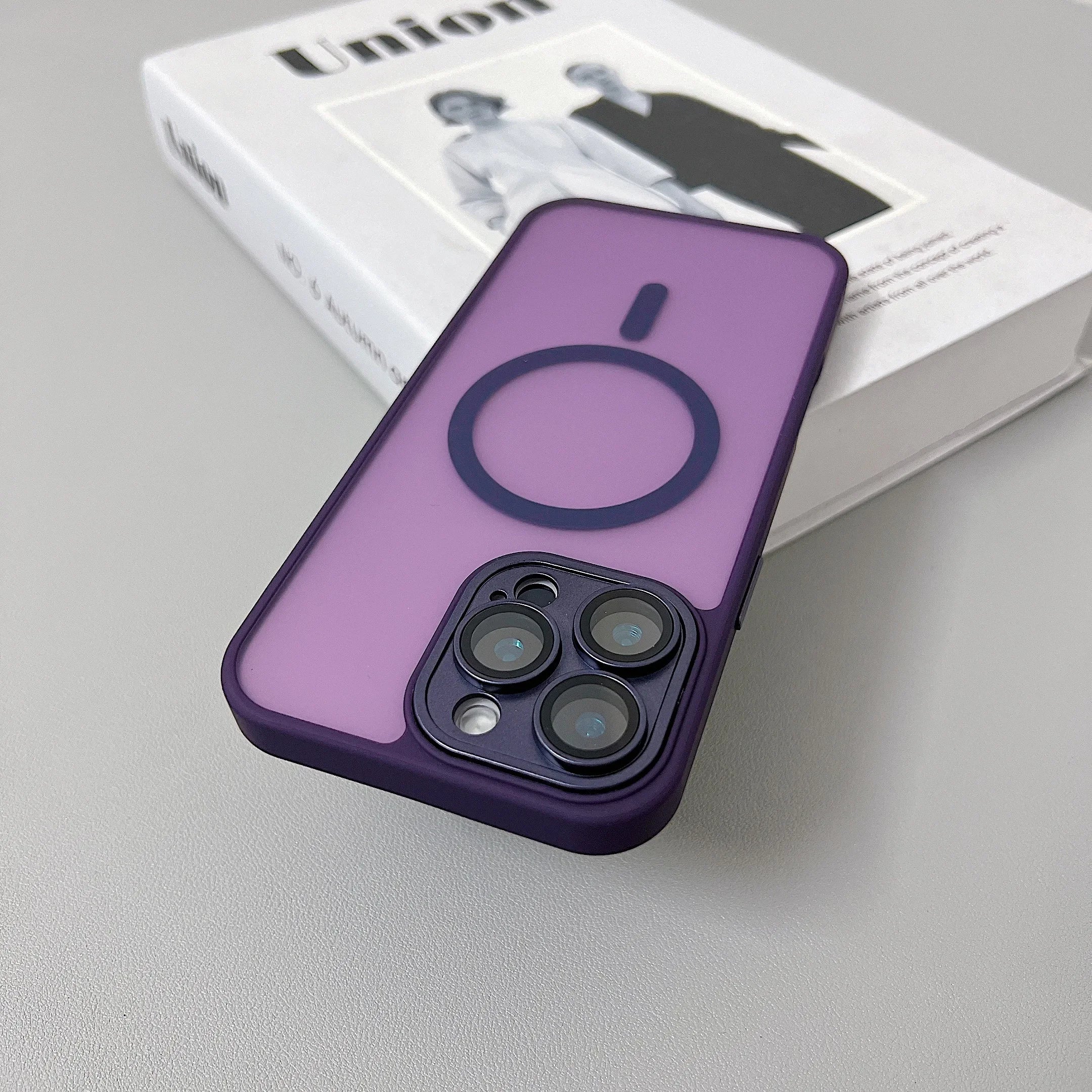 Magnetic Luxury Matte Translucent Armor Shockproof Case For iPhone 16 15 14 13 11 12 Pro Max For Magsafe Wireless Charge Cover