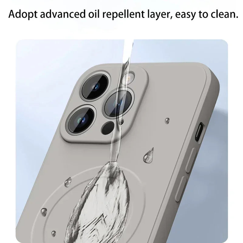 Magnetic Wireless Charge Liquid Silicone Case For iPhone 16 17 Air 15 14 13 12 11 Pro Max Plus Mini For Magsafe Soft Cover funda