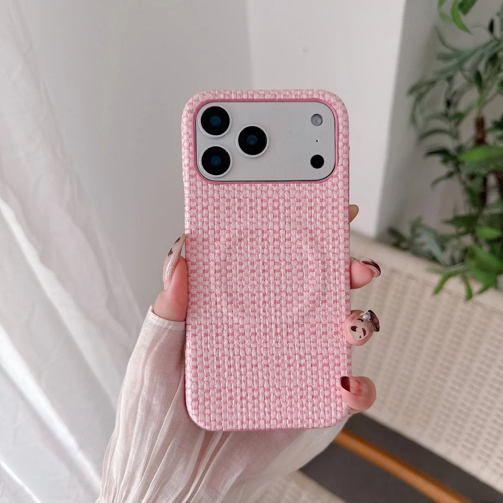 Fashion Warm Woven Pattern For Magsafe Magnetic Case For iPhone 17 16 15 Plus 14 13 Pro Max Plaid Cloth Wireless Charge Cover