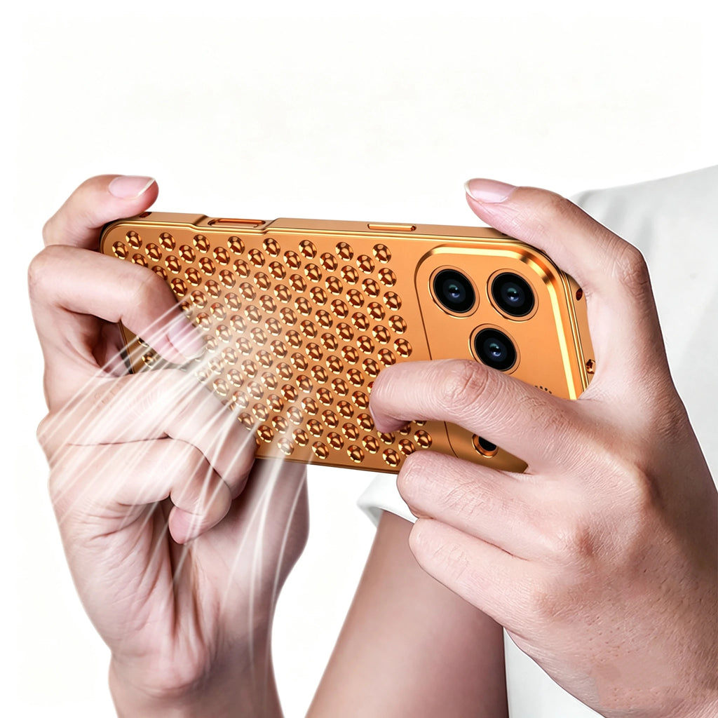 luxury Metal aluminium grid Cooling Phone Case For iPhone 17 15 14 13 12 16 Pro Max Aromatherapy Diffuser Detachable Rear Cover