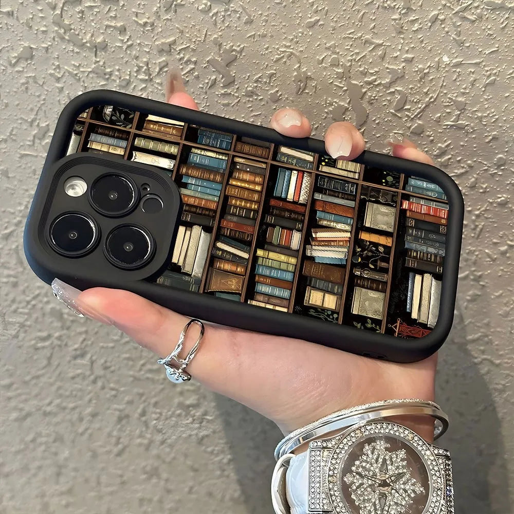Book Shelf Creative Pattern Phone Case For iPhone 17 11 12 13 14 15 16 Pro Max 16E XS X XR 7 8 Plus 17 Air Shockproof Soft Cover