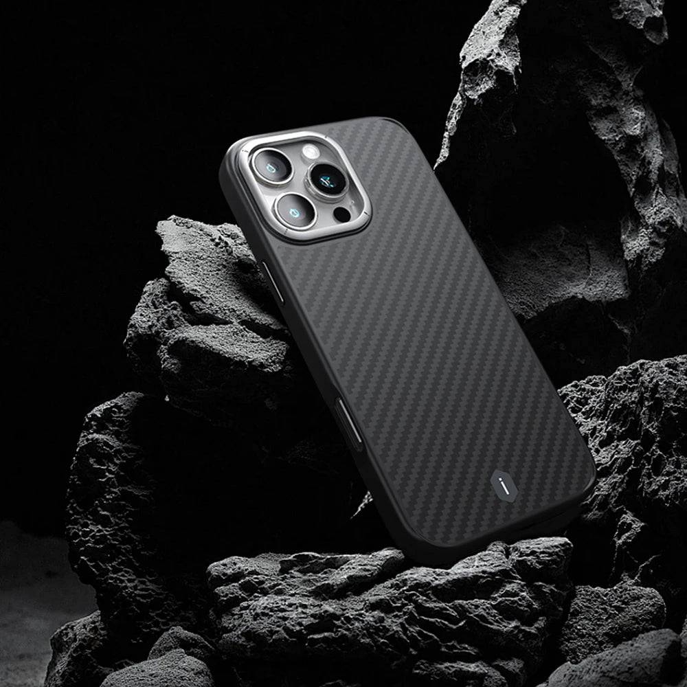 WiWU Kevlar Mobile Phone Case for iPhone 17 Pro Max TPU Frame Anti-fingerprint Case for iPhone 16 Pro N52 Magnetic Attached