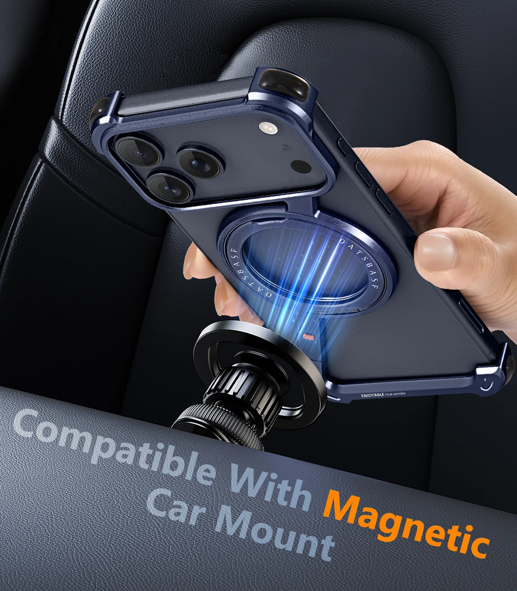 Eary Z Shape for iPhone 17 Pro Max Case With Stand 360°Rotate Magnetic Stand Frameless Shockproof Protectoive 17 Pro Phone Cover