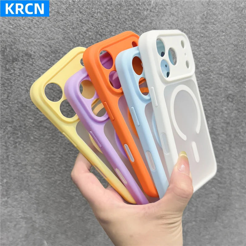 Magnetic Full Lens Protection Matte Translucent Case For iPhone 17 16Pro 17Pro 17Pro Max Touch Camera Button For Magsafe Cover