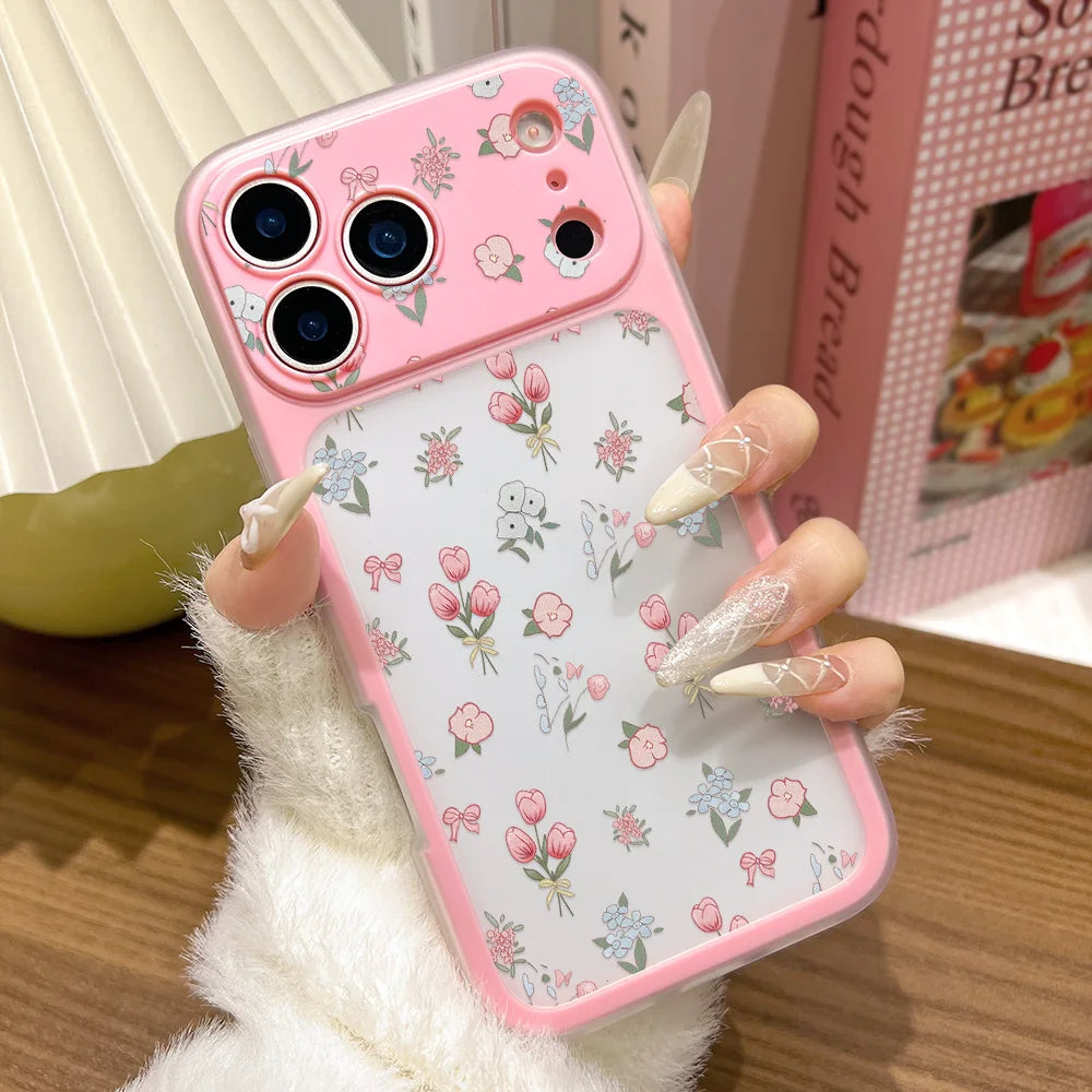 2 in 1 Jelly Pink Flower Case For iPhone 17 Pro Max Air 16 15 14 Pro Max 13 Promax Transformed Into 17 Hard Plastic Cover Fundas