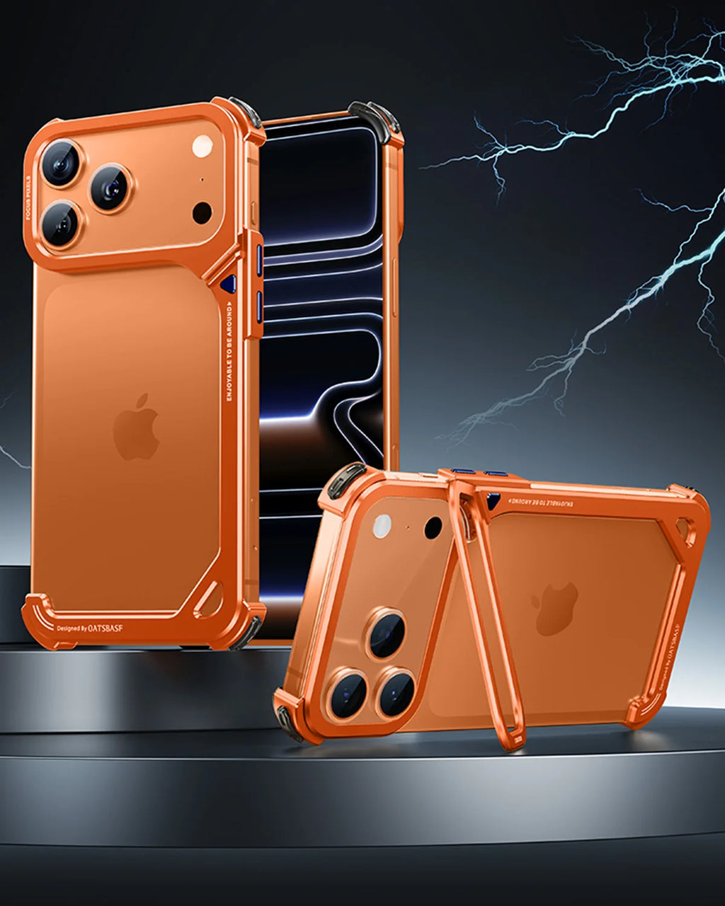Oatsbasf 9-Shaped Phone Case for iPhone 17 Pro Max/Pro/Air with Stand Metal Frameless Magsafe Minimalist Bumper Shockproof Cover