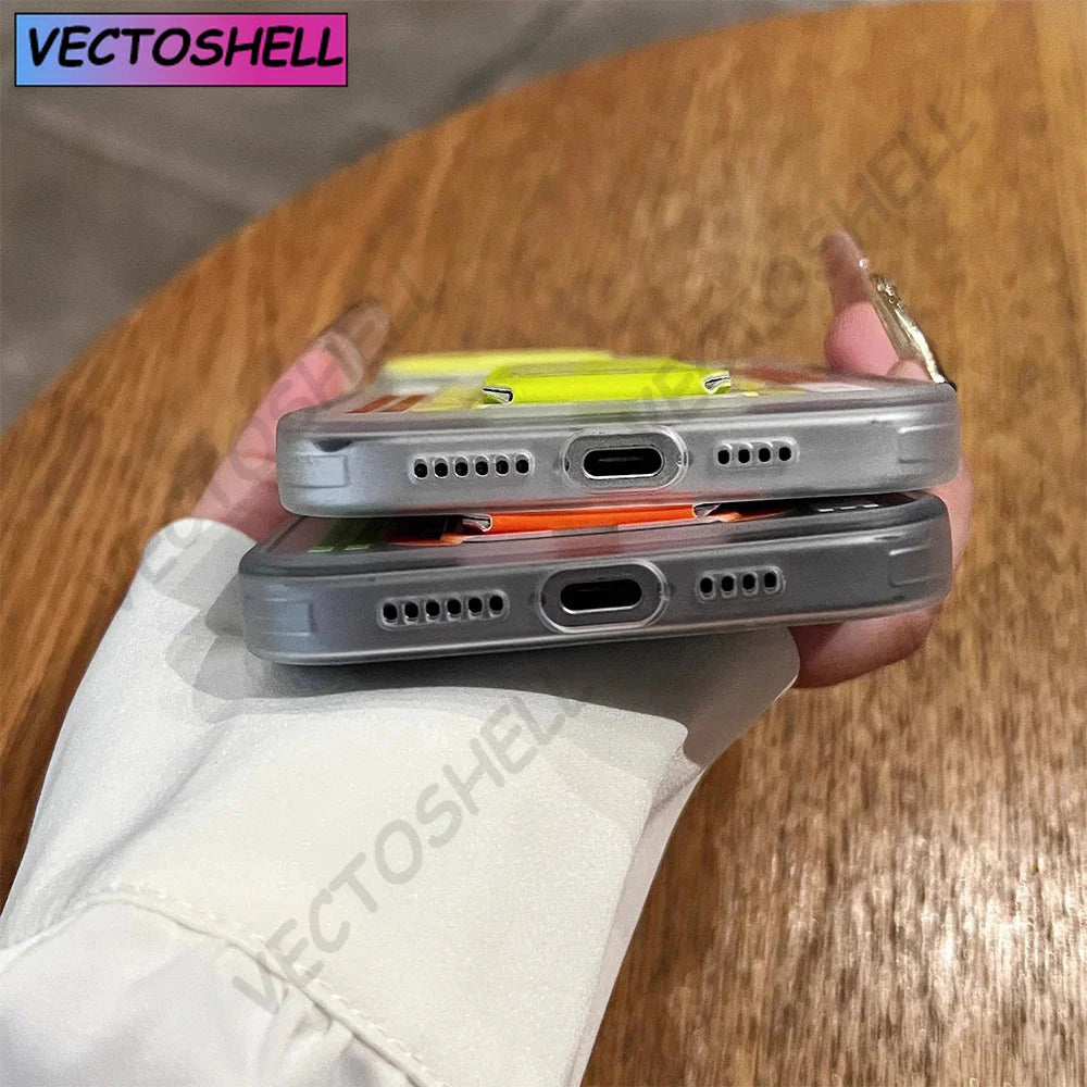 Matte Anti-slip Wristband Holder Phone Case for iPhone17 15 14 13 16 Pro Max Full Shockproof Folding Bracket Hard Bumper Cover