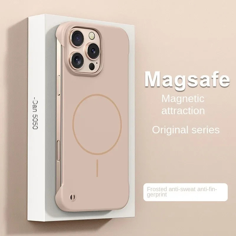 Ultra Thin Hard PC Matte Frameless Cooling Case For iPhone 16E 16 15 14 13 17 Pro Max Plus For Magsafe Magnetic Shockproof Cover