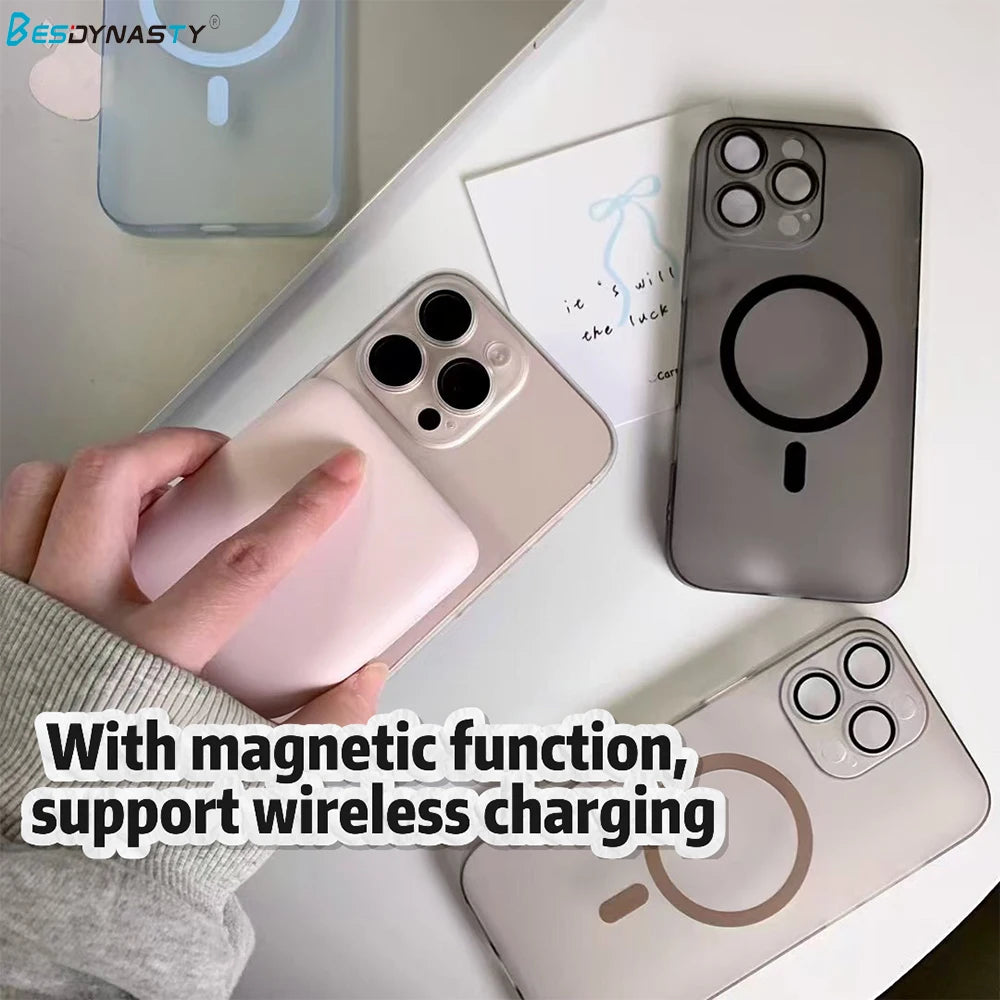 Matte Ultra-Thin for Magsafe Magnetic Case For iPhone 17 16 15 14 13 12 Pro Max Full PC Hard Translucent Wireless Charge Cover