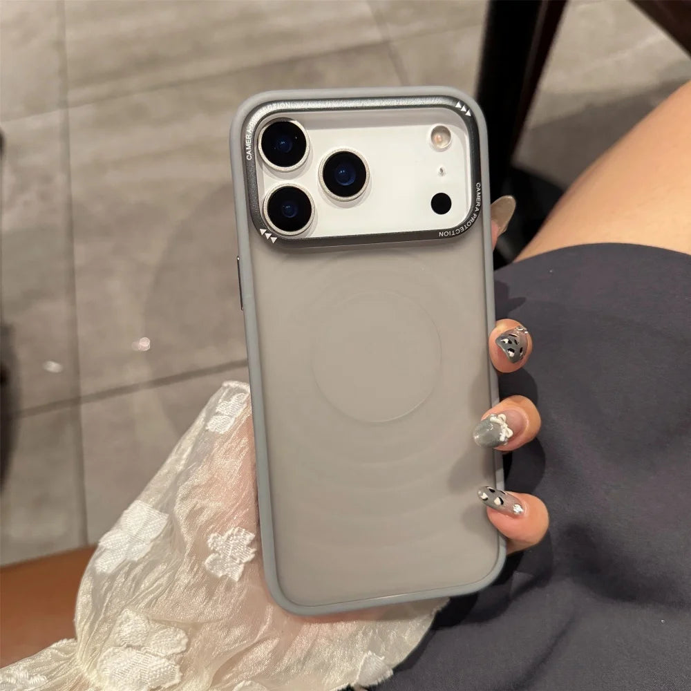Translucent Smooth Water Ripple Hard PC Case For iPhone 17 Air 16 15 14 13 Pro Max Plus Luxury Frosted Metal Camera Matte Cover