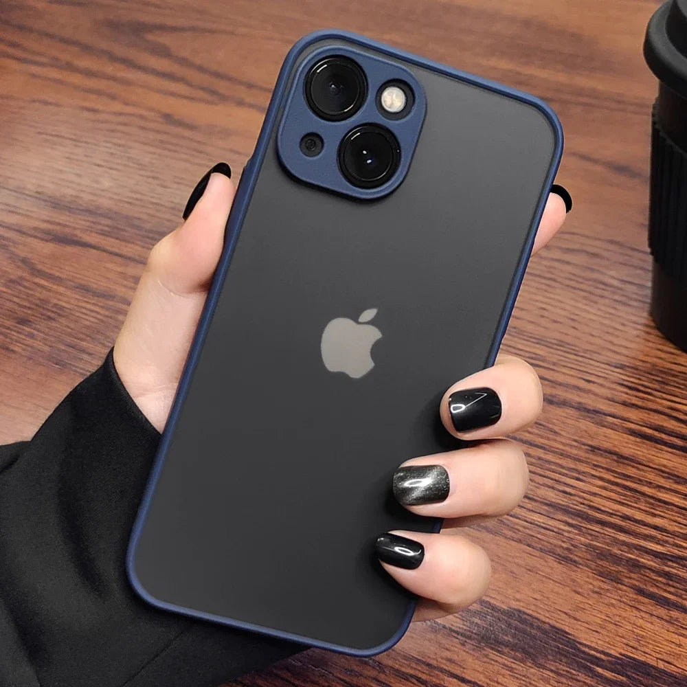 Luxury Shockproof Matte Phone Case For iPhone 15 14 13 12 11 16 17 Pro Max AIr Plus Bumper Transparent Cover