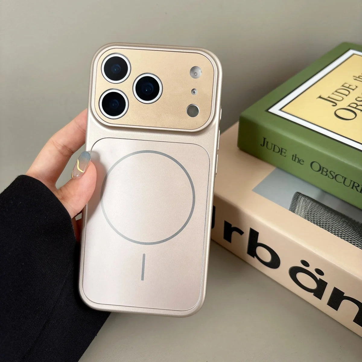 Luxury Glass Large Window AG Nano Matte Phone Case For iPhone 13 14 15 16 17 Air Pro Max For Magsafe Magnetic Charge Hard Cover
