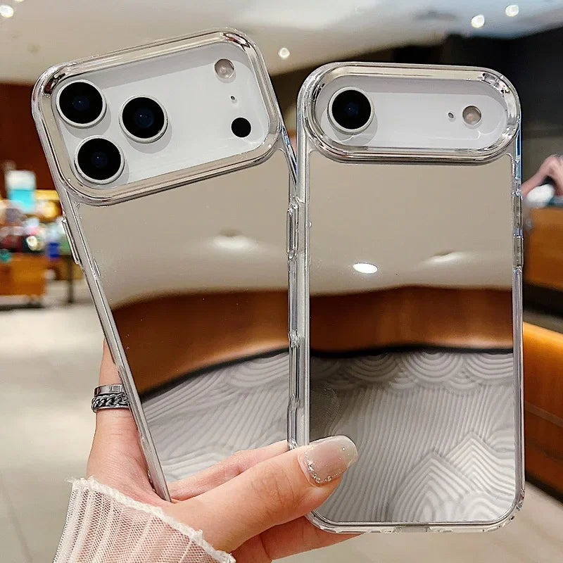 Luxury Fashio Simple Plating Makeup Mirror Phone Case for IPhone 17 Air 16E 15 14 13 12 11 Pro Max Plus Shockproof Protect Cover