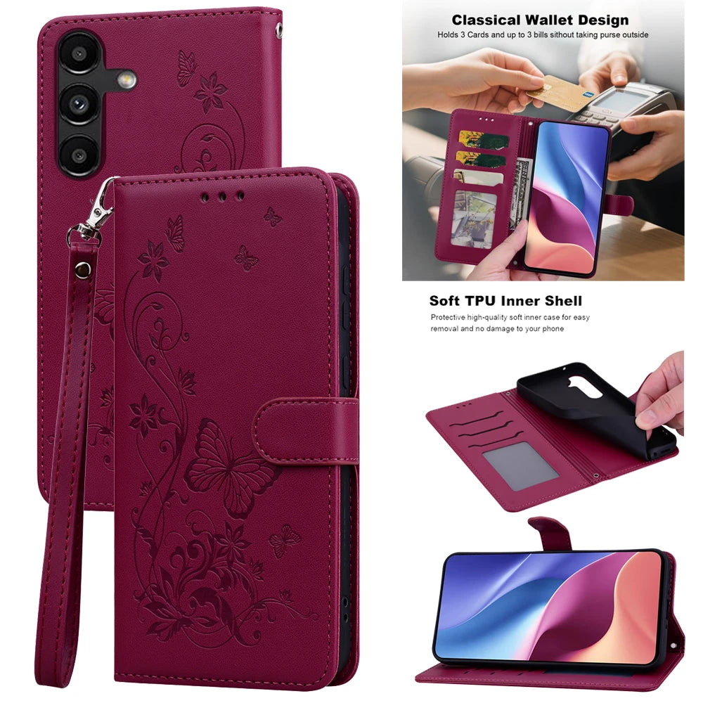Leather Wallet Flip Phone Case For Samsung Galaxy A56 A36 A26 A16 A06 A55 A35 A25 A15 A05 A05S A54 A14 A13 5G A04S A12 A02S A03S