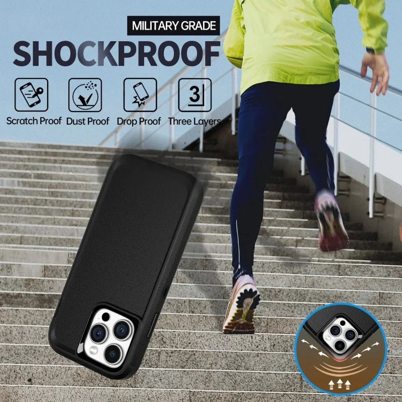 3IN1 Heavy Duty Military Dustproof Phone Case For iPhone 17 16E 15 16 14 Plus 13 12 MINI 11 17 Pro Max 17 Air Protection Cover