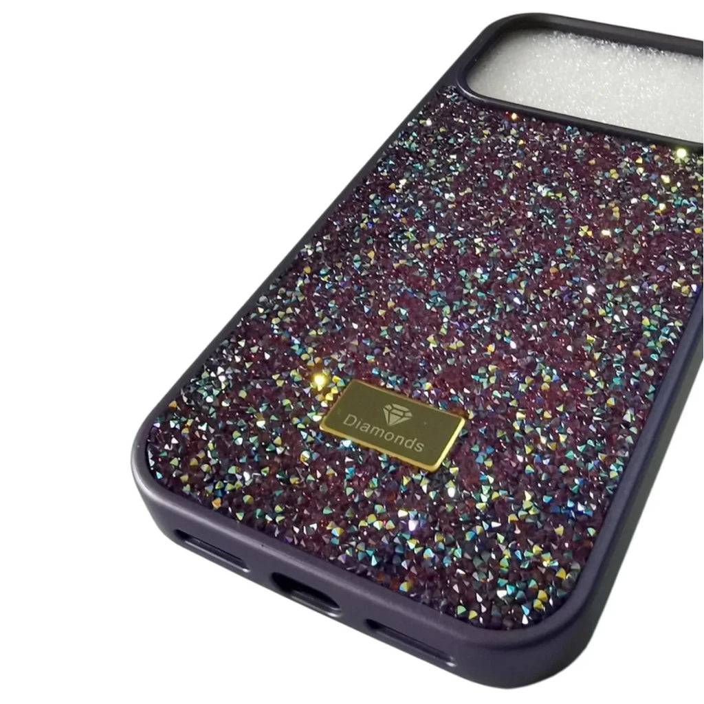 Gold Diamond Bling Multicolored Rhinestones Case For iPhone 17 16 15 14 Plus+ 13 12 Pro Max 17e 16e Air Glitter Protection Cover