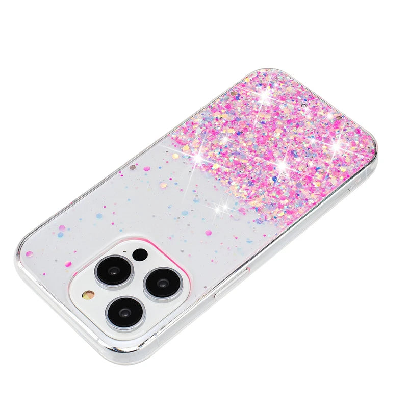 Glitter Night Glowing TPU Soft Case for IPhone Air 17 16 15 13 12 11 Pro Max 14 Plus 17Pro 16Pro I Phone Liquid Quicksand Cover