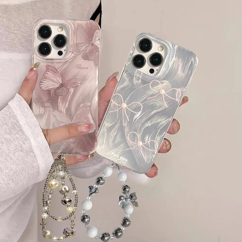 Fashion Laser Blue Butterfly Case For Samsung Galaxy A57 A37 A17 A56 A55 A36 A26 A16 A15 A54 A53 A52 A33 A32 A23 A24 A07 A06 A05