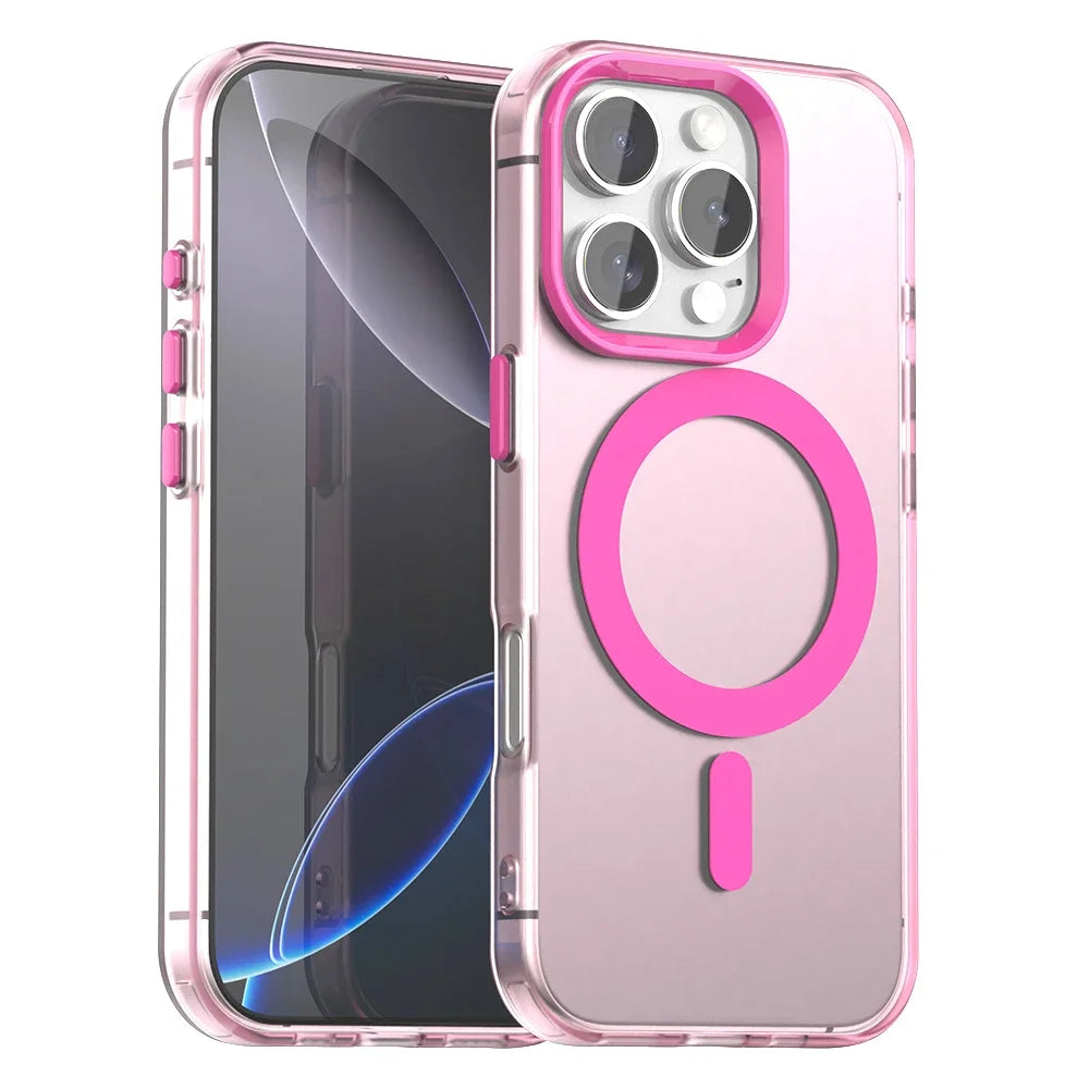 Matte Candy Magnetic Wireless Charging Transparent Case for iPhone 16 14 13 12 11 15 Pro Max Plus For Magsafe Shockproof Cover