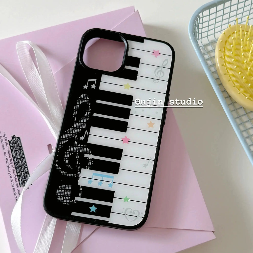 Korean Ins Art Piano Key Notes Creative Exquisite Cute Phone Case For iPhone 17 16 15 14 13 12 11 Pro Max 14 15 Plus Y2K Cover