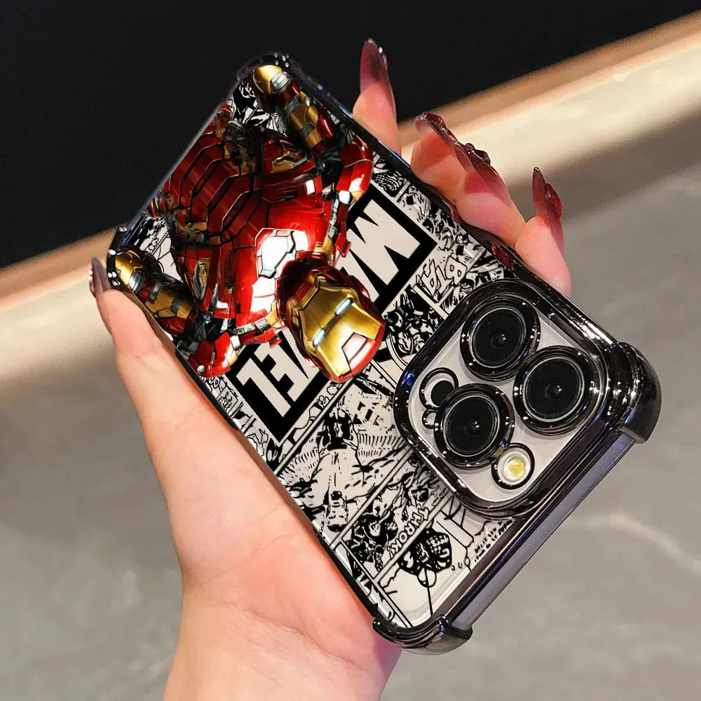 Luxury Marvel Spiderman Ironman Comic Case For iPhone 17E 17 16 Pro 15 14 13 12 11 Pro Max 17 Air 16 E Plus Silicone Phone Cover