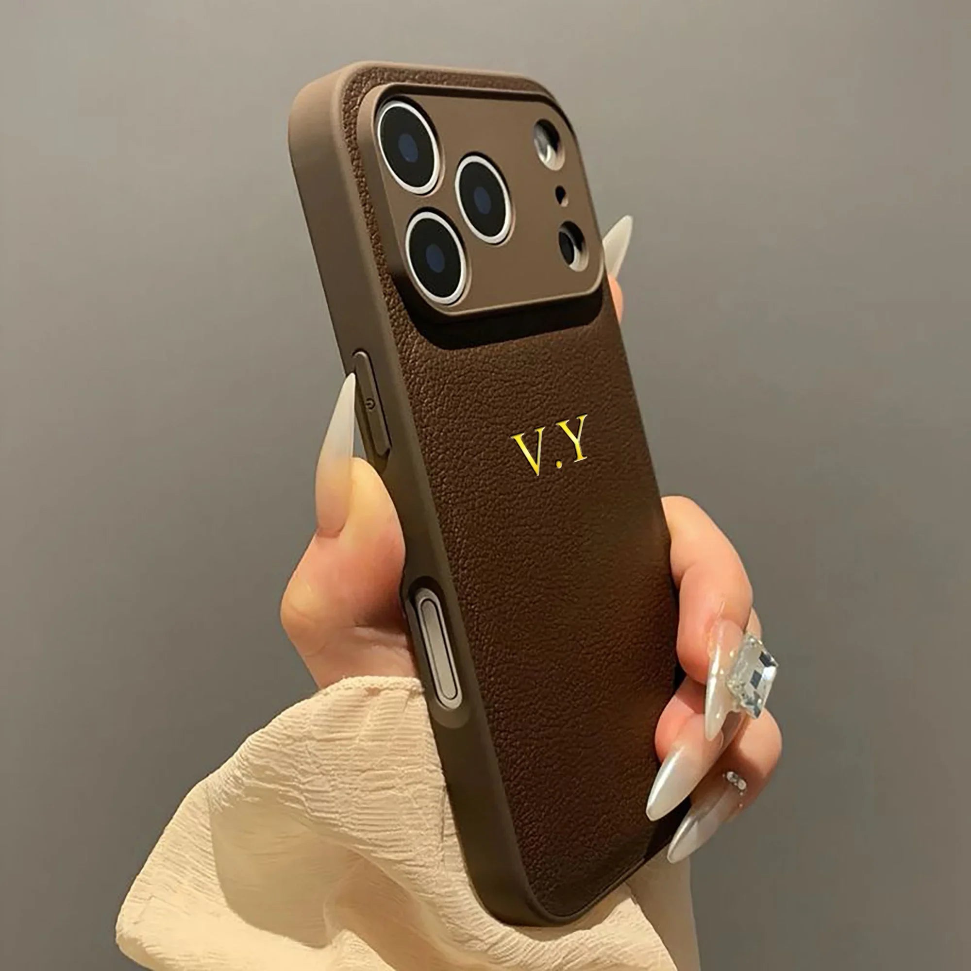 Personalise Gold Silver Initial Letters Leather PU Soft Case For Iphone 14 13 12 15 16 17 Pro Max 17 air 15 16 Plus Luxury Cover