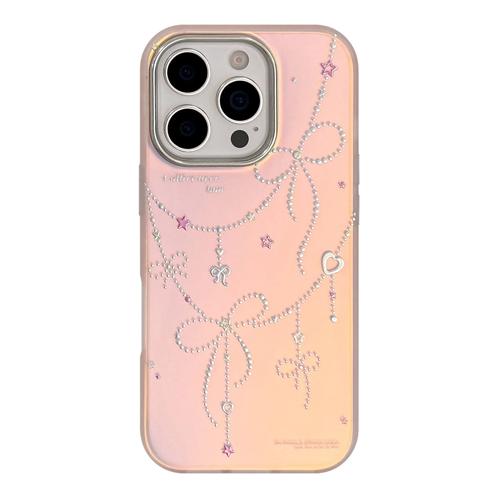 Bow stars laser shiny cool shell for iphone 17 16 pro max 13 14 15 promax ins protector back cover phone case