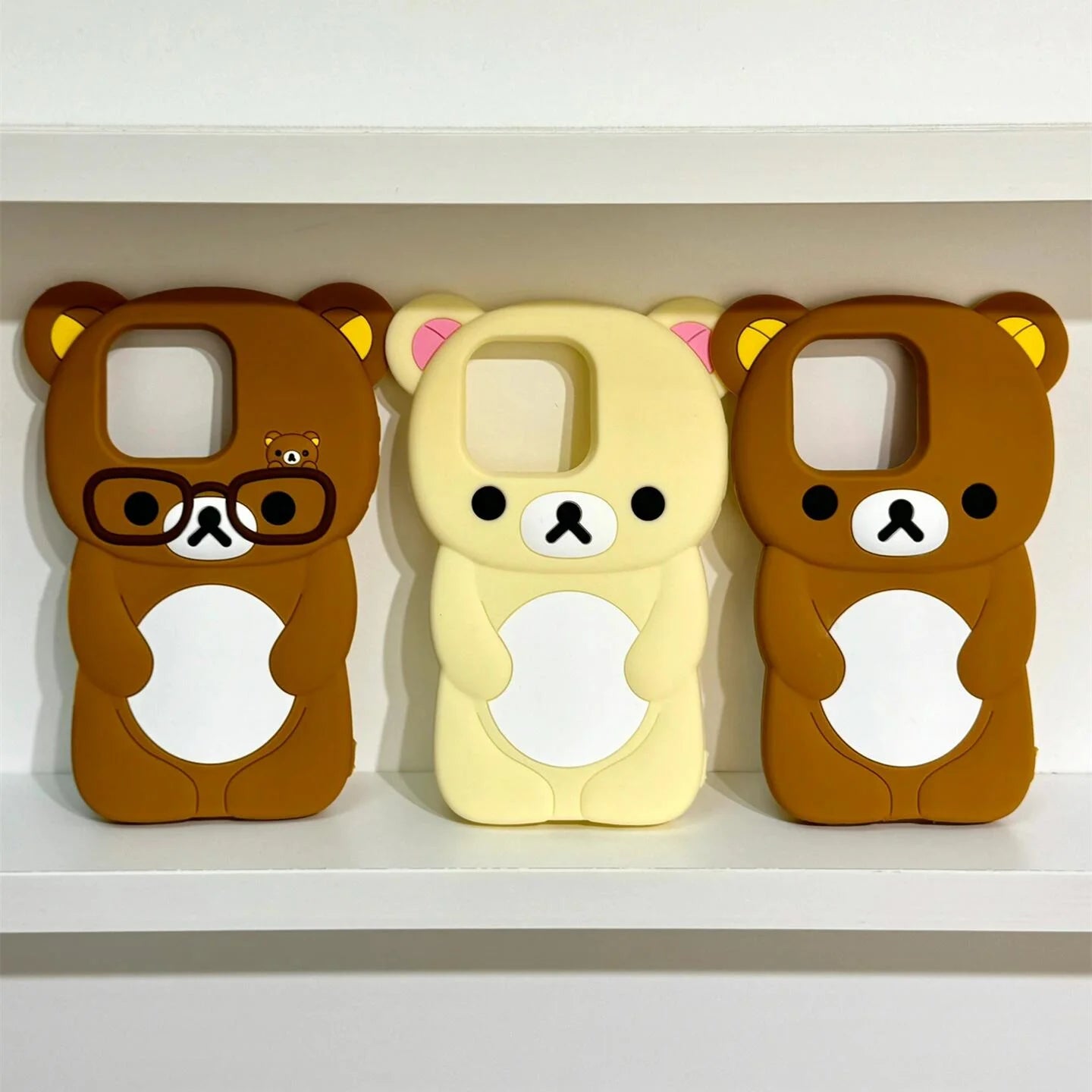 Ins Newest Bear Wear Glasses Phone Case For iPhone 17 16 15 14 13 12 Pro Max 6 7 8 Plus XS 3D Cartoon Silicone Cover