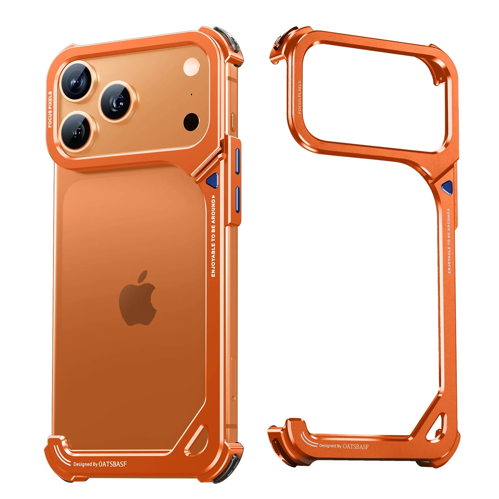 Oatsbasf 9-Shaped Phone Case for iPhone 17 Pro Max/Pro/Air with Stand Metal Frameless Magsafe Minimalist Bumper Shockproof Cover