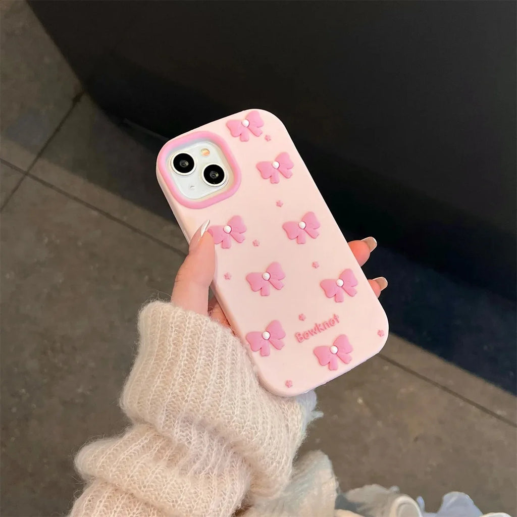 Cute 3D Cartoon Rabbit Star Love Heart Pearl Bow Phone Case for iPhone 17 Air 16 15 14 13 12 11 Pro Max 17promax Silicone Cover