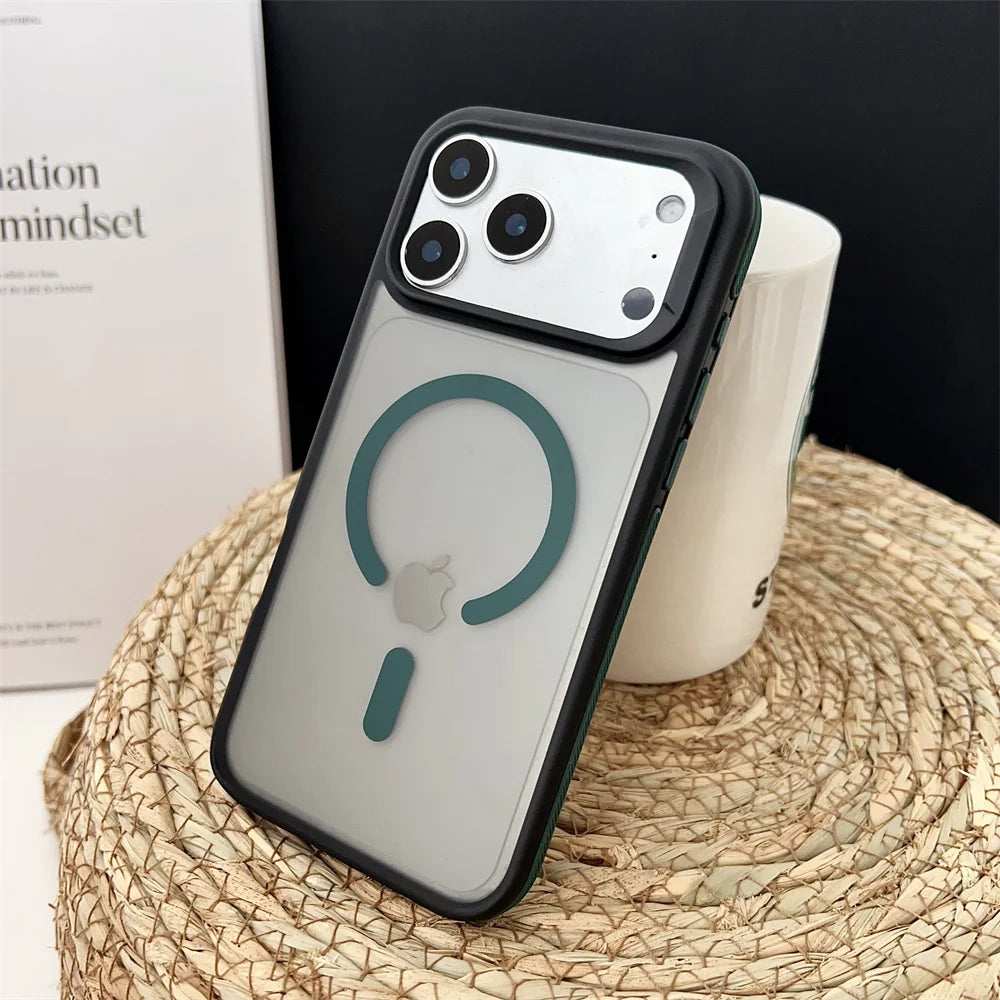 Shockproof Luxury Matte Magnetic Case for iPhone 17 Pro Max 17 Air 17 Pro Colorful Border for Magsafe Wireless Charging Cover