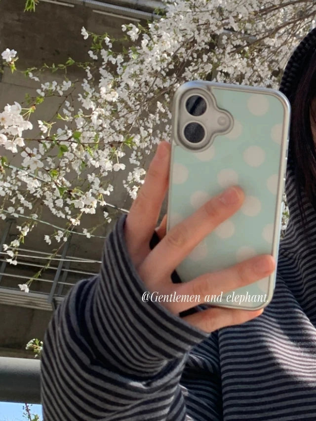 Korea ins Summer Mint Blue Polka Dots Hydrogel Phone Case for iPhone 17 16 15 14 13 12 11 PRO MAX PLUS 17air 16e Drop Glue Cover