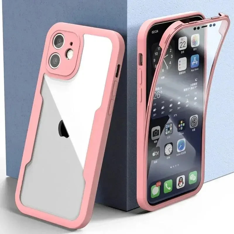 360 Full Body Front+Back Clear Phone Case For iPhone 16 16E 15 14 13 11 12 Pro Max XS X XR 7 8 Plus Silicone Shockproof Cover