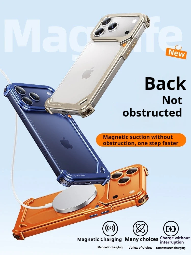 Eary Minimalist Frame Case for iPhone 17 Pro Max Air Aluminum Shells & Lens Holder for Magsafe Wireless Charging Drop Protection