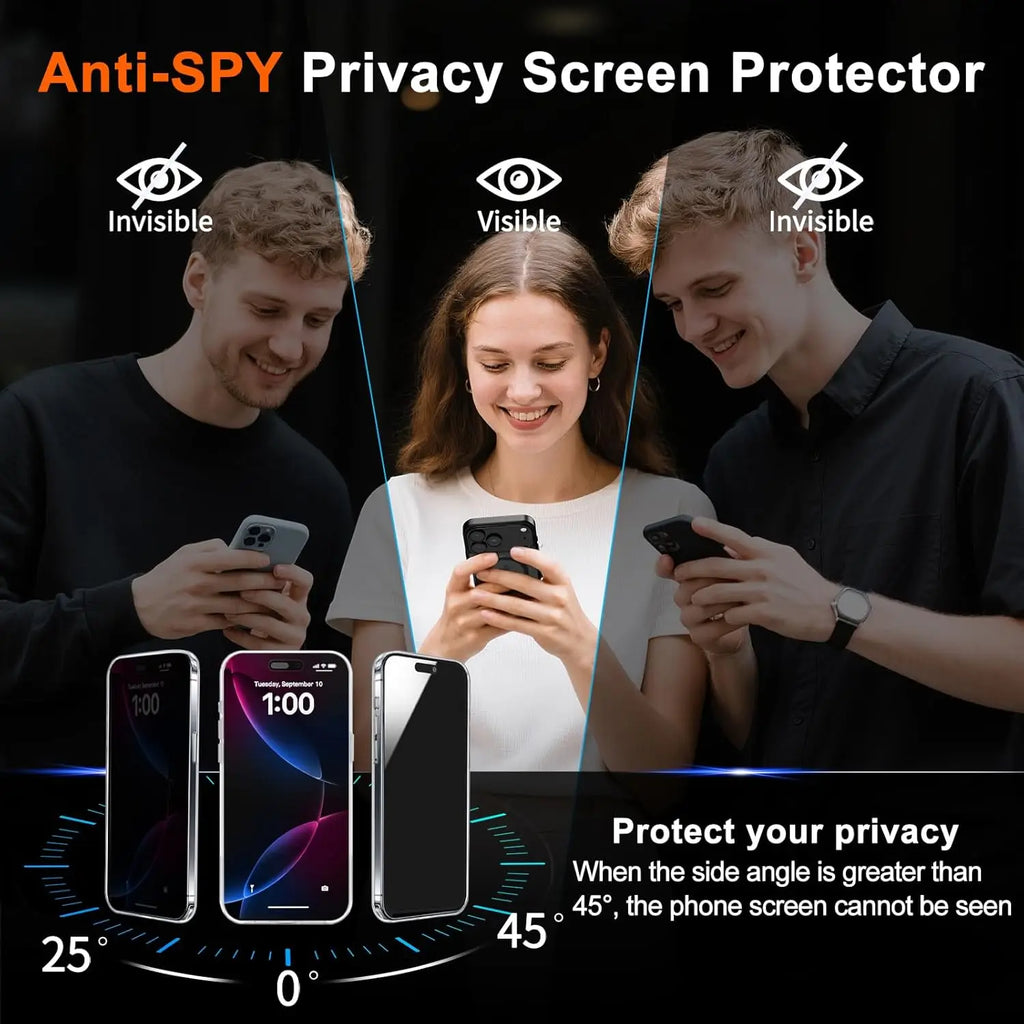 Transparent Magnetic iPhone 17 Pro Max Air 17e 16e Phone Case with Privacy Screen Protector Shockproof Slim Cover -Clear